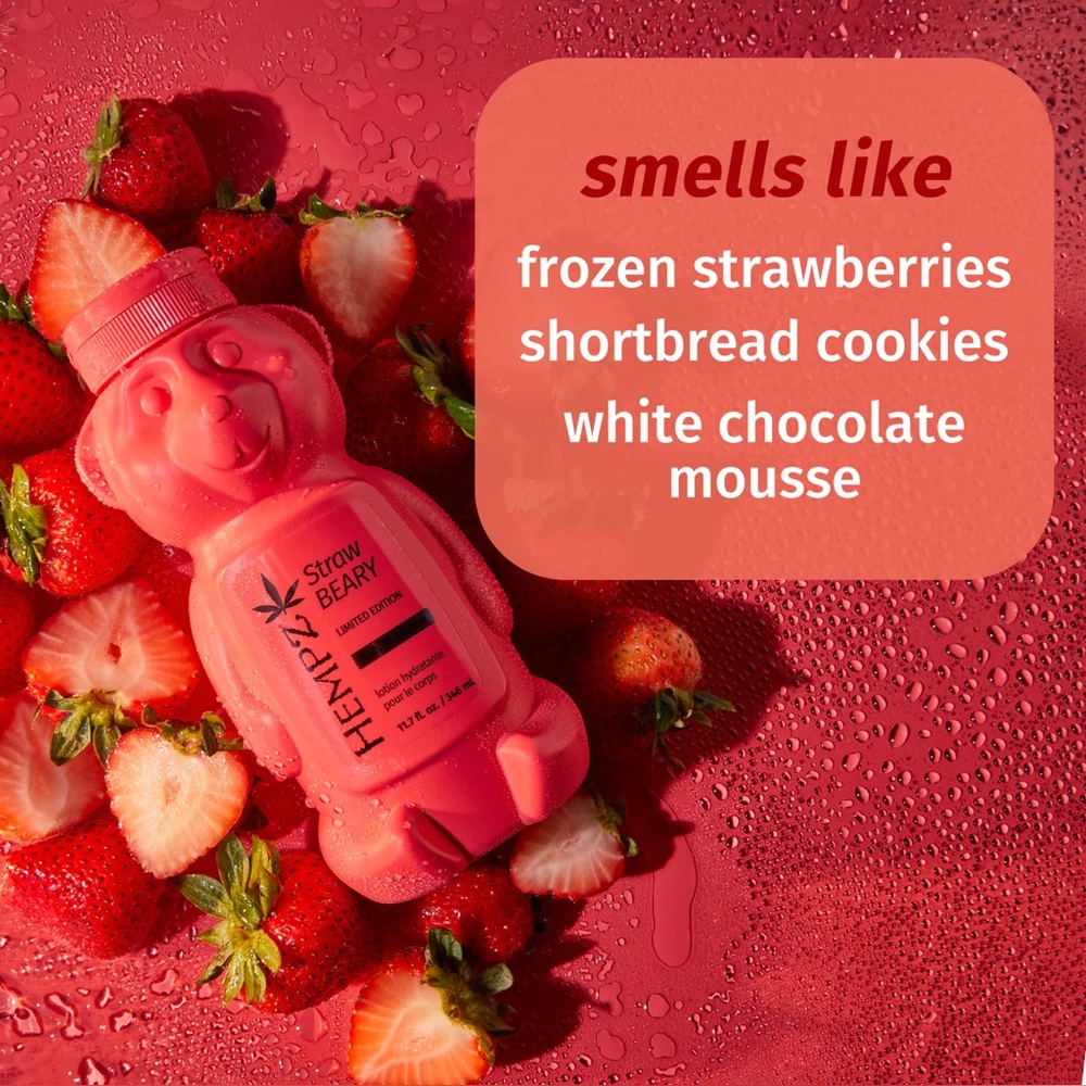 Hemptz StrawBeary Body Moisturizer Bear Limited Edition NWT